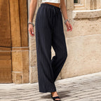 Solid Color Pleated Straight Pants