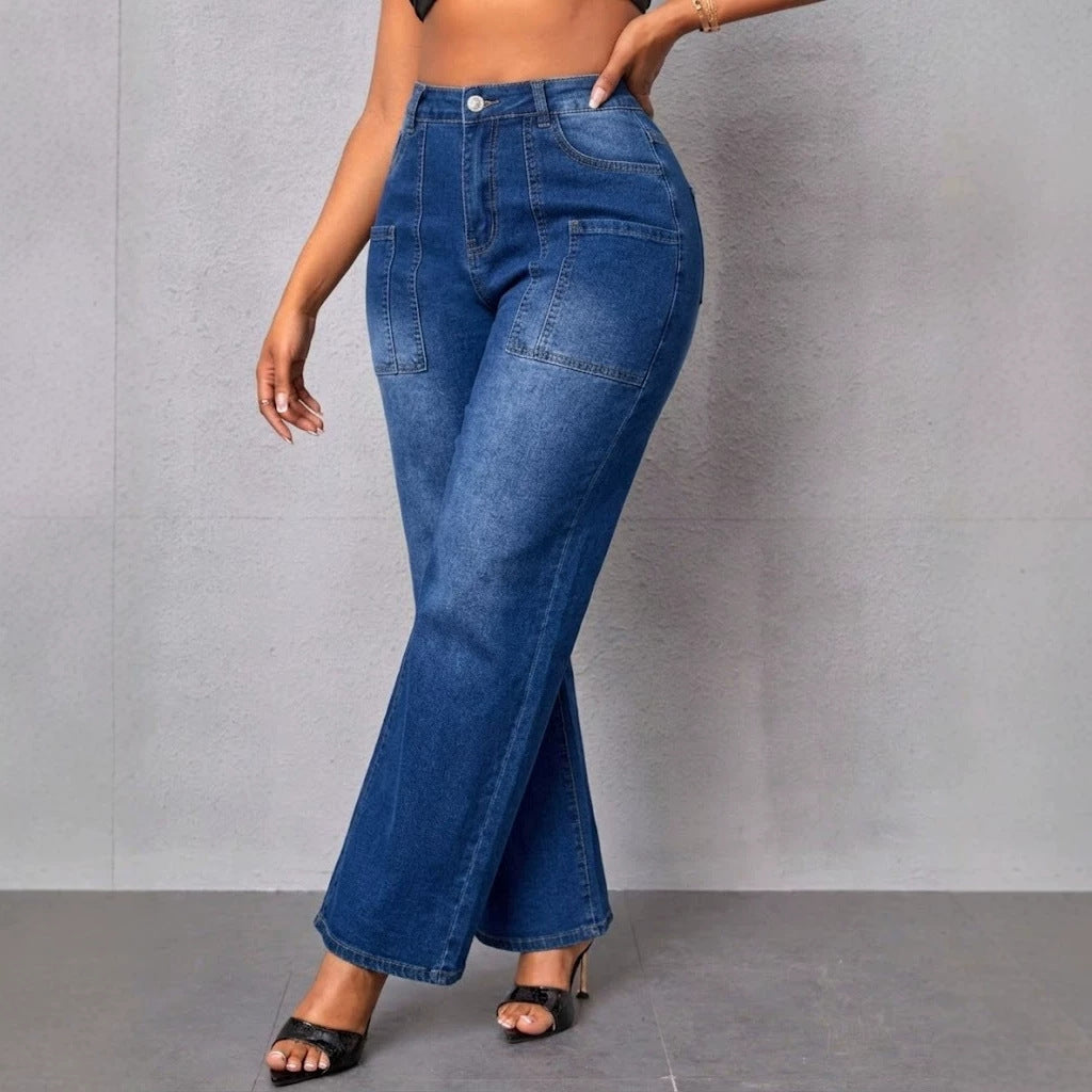 Women Clothing Retro Washed WL Jeans HW Loose Fitting Women