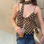 Women's Polka Dot V-Neck Backless Vest Top
