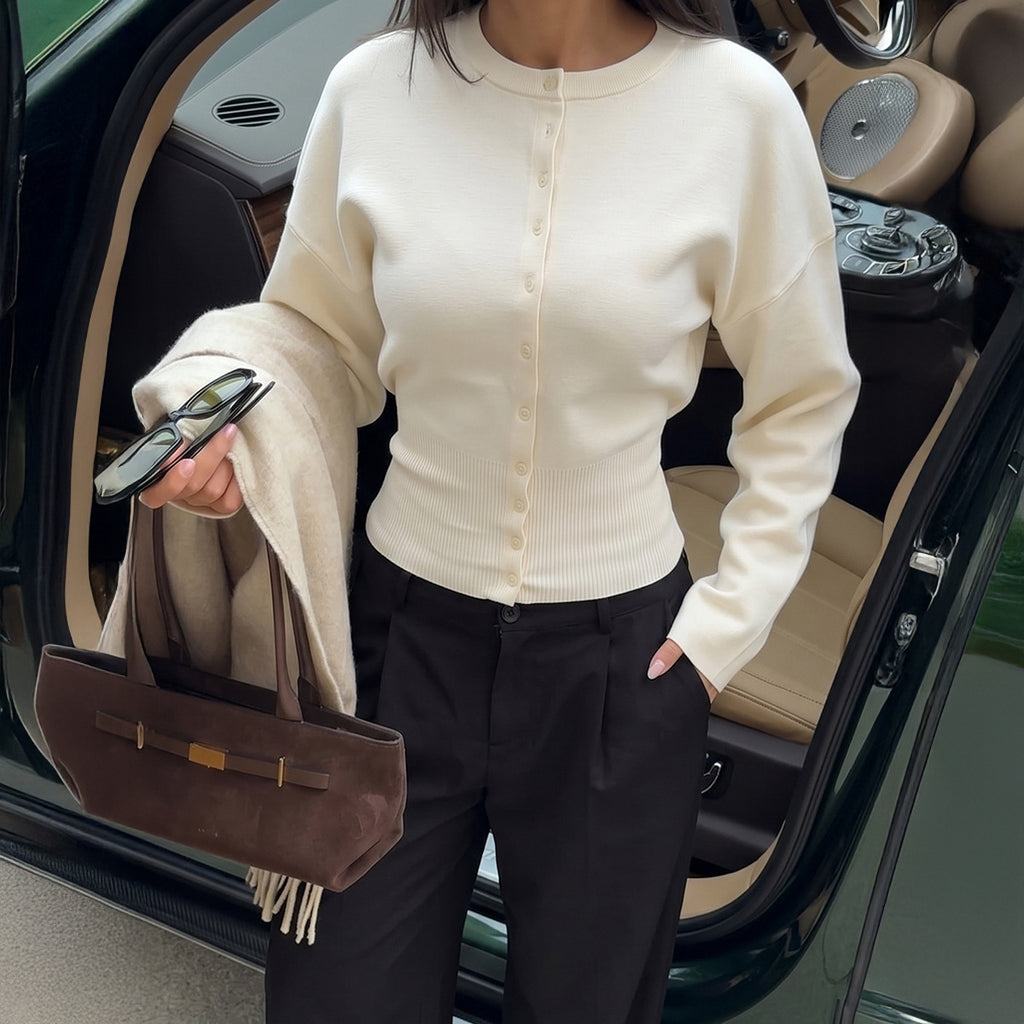 Women's Clothing Autumn Simple Holiday Knitted Cardigan Slim Top