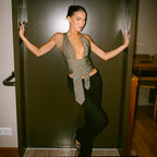 Women's Backless Halter Striped Irregular Asymmetric Vest Top