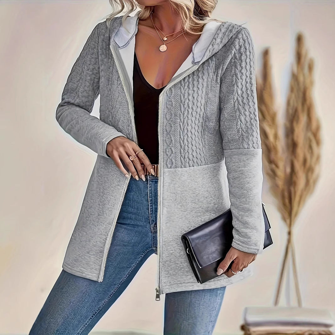 Plus Size Women Clothing Fall Winter Patchwork Casual Loose Jacket