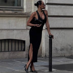 Backless Cutout Slit Bodycon Maxi Dress