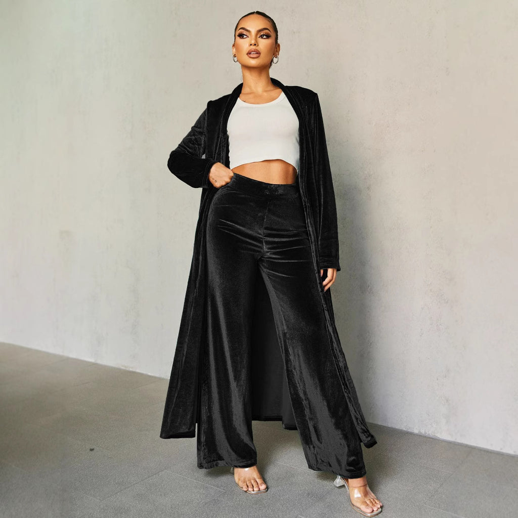 Velvet Trousers Cloak Set