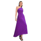 Women Clothing Pleated Slant Shoulder Asymmetric