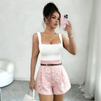 Pink HW Slimming WL Shorts Casual Loose All Match Summer