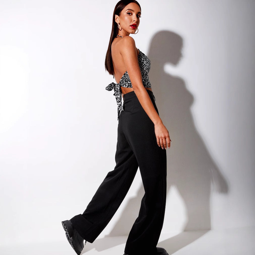 Women's Lace-Up Lace Backless Top