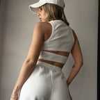 Basic Vest Slim Short Hollow Out Cutout Vest Top