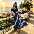 Women's Printed Off-Shoulder A-Line Maxi Dress