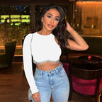 Women’s Black Rhinestone Asymmetric Crop Top