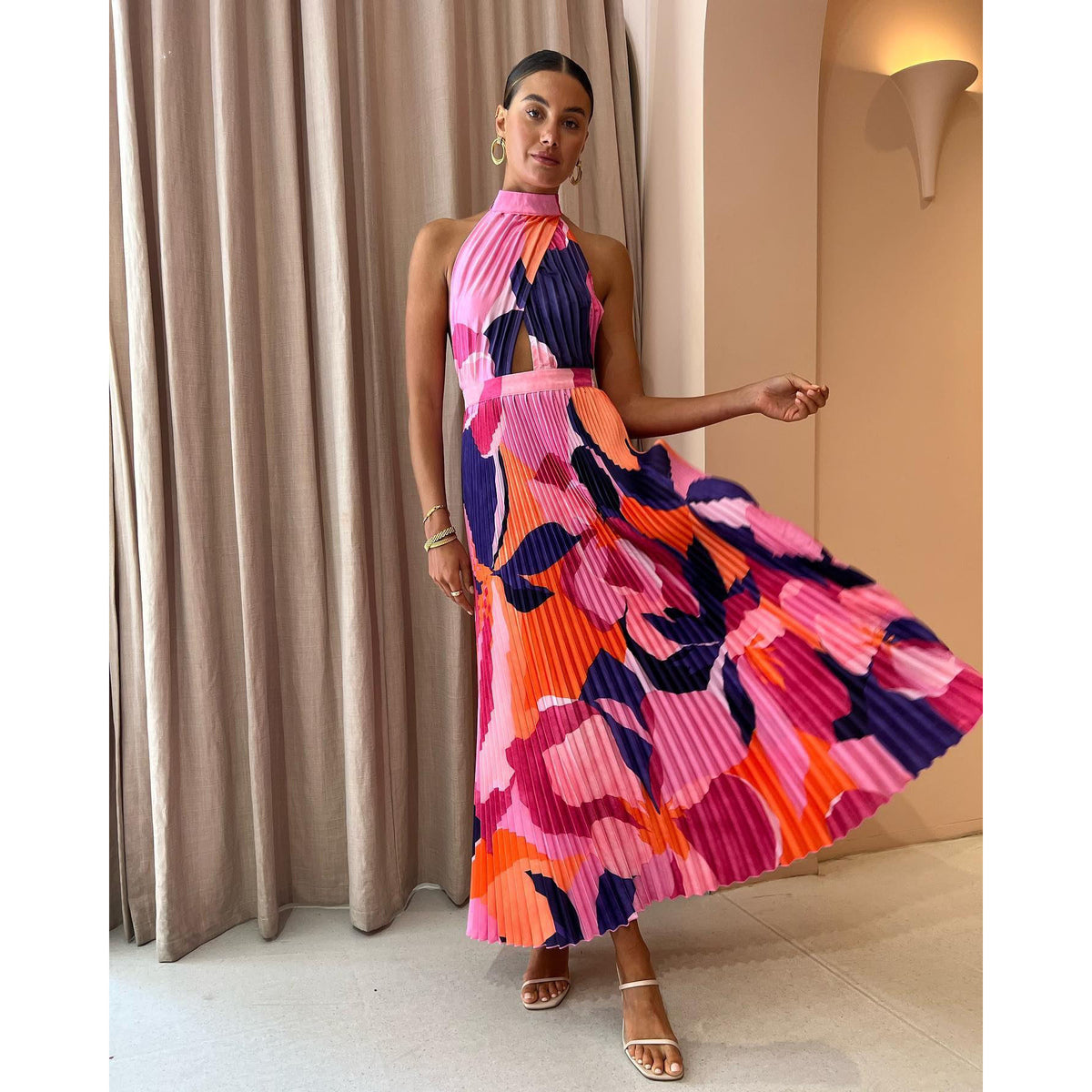 Women's Halter Pleated Dress