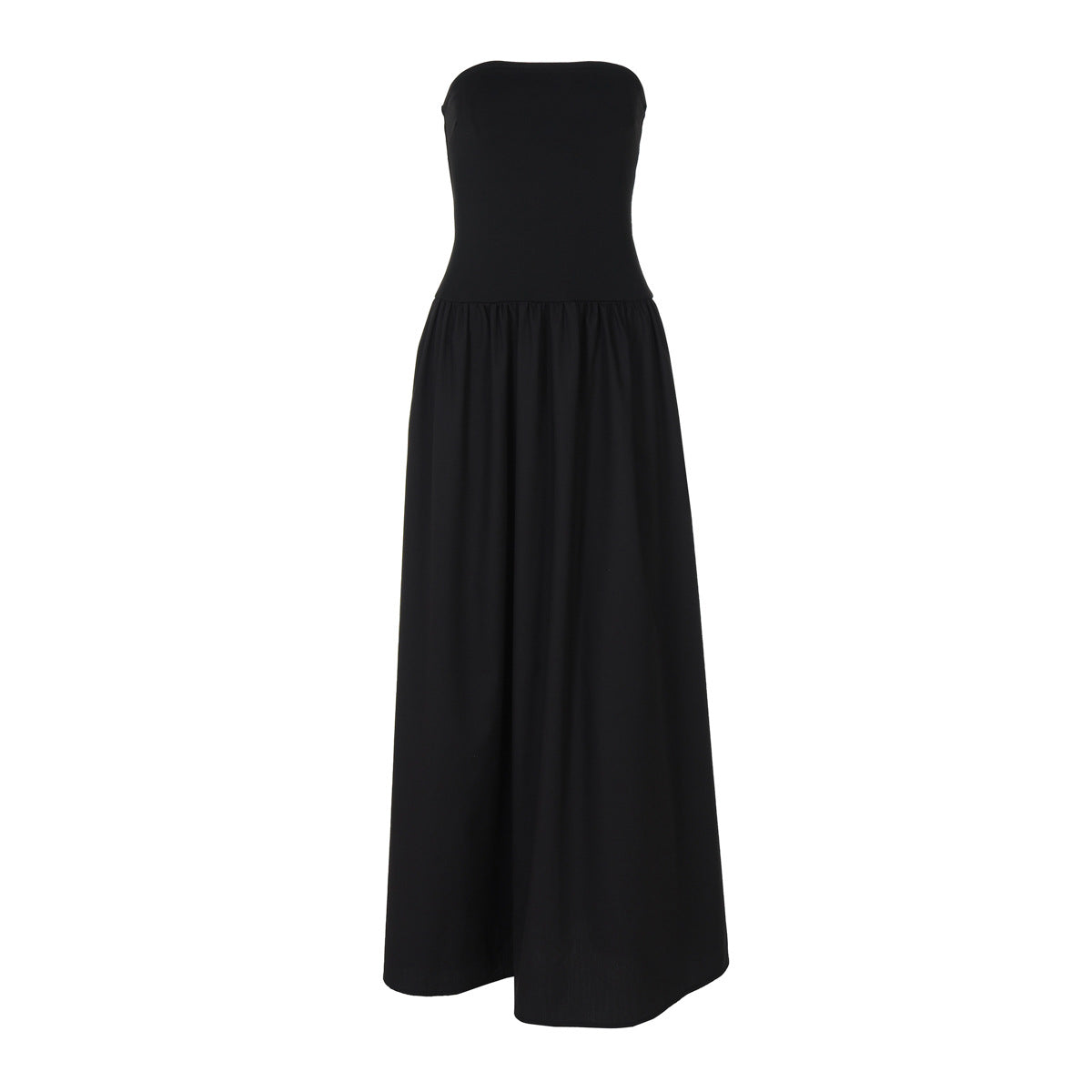Strapless Ruched A-Line Maxi Dress