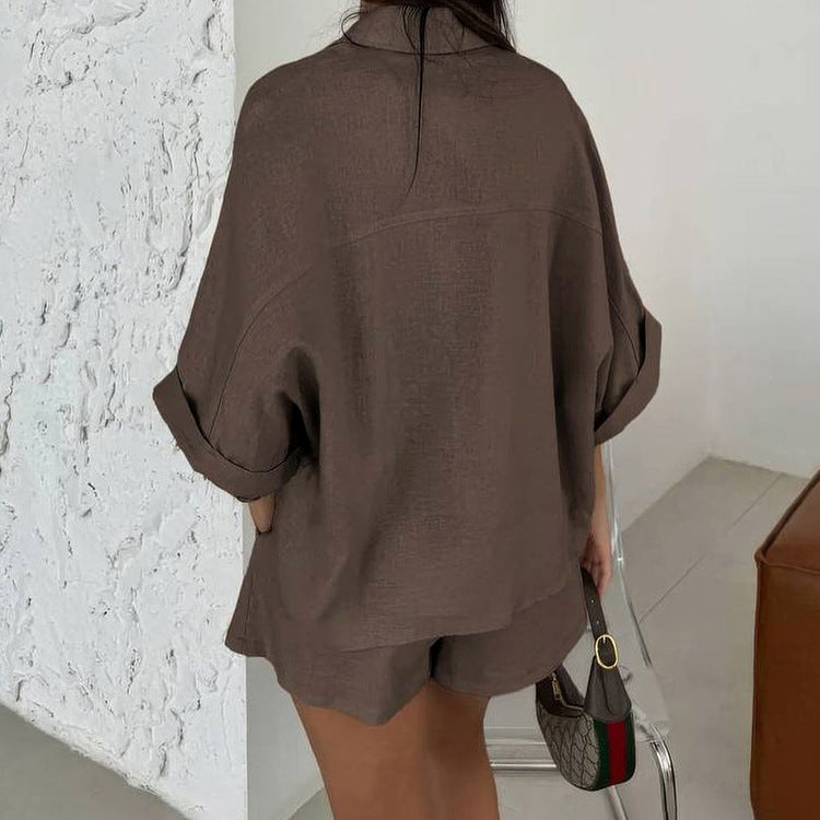 Polo-Collar Shirt & Shorts Set