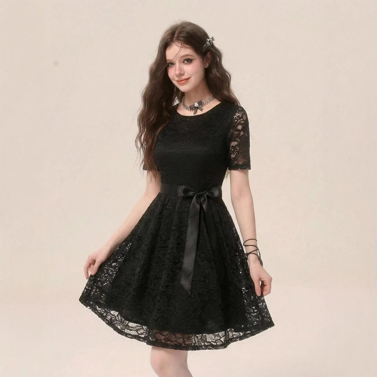 Women's Dignified Sense Of Design Qianjin Socialite Wind Black Artistic Janpanese Light Luxury High End Dress
