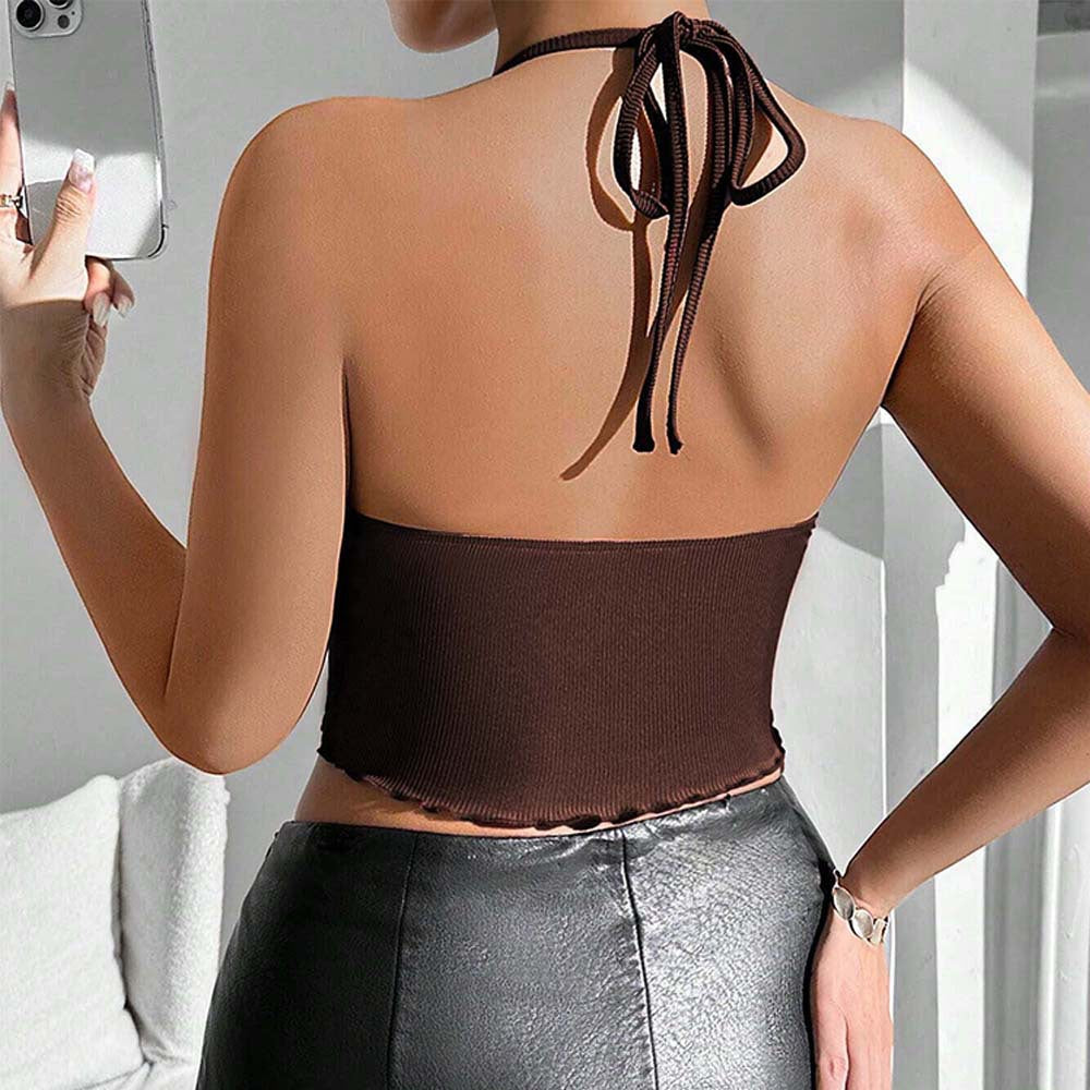 Halterneck Vest Backless Back Beautifying Short Top Women