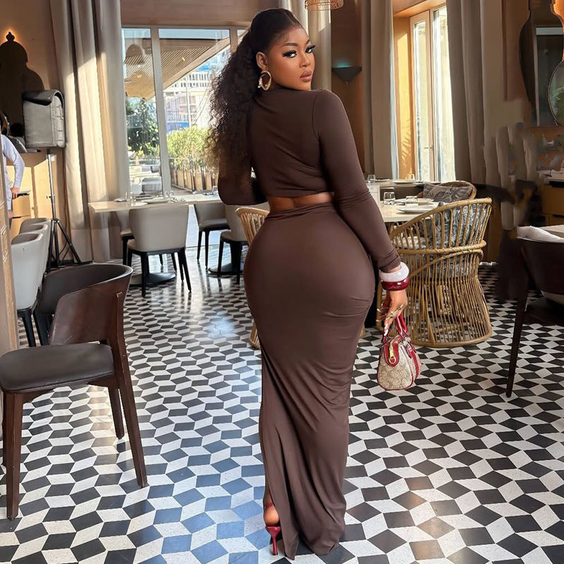 Women's Solid Color Casual Hip Coordinated Two-Piece Set
