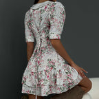 Floral Collared Ruffle A-Line Mini Dress