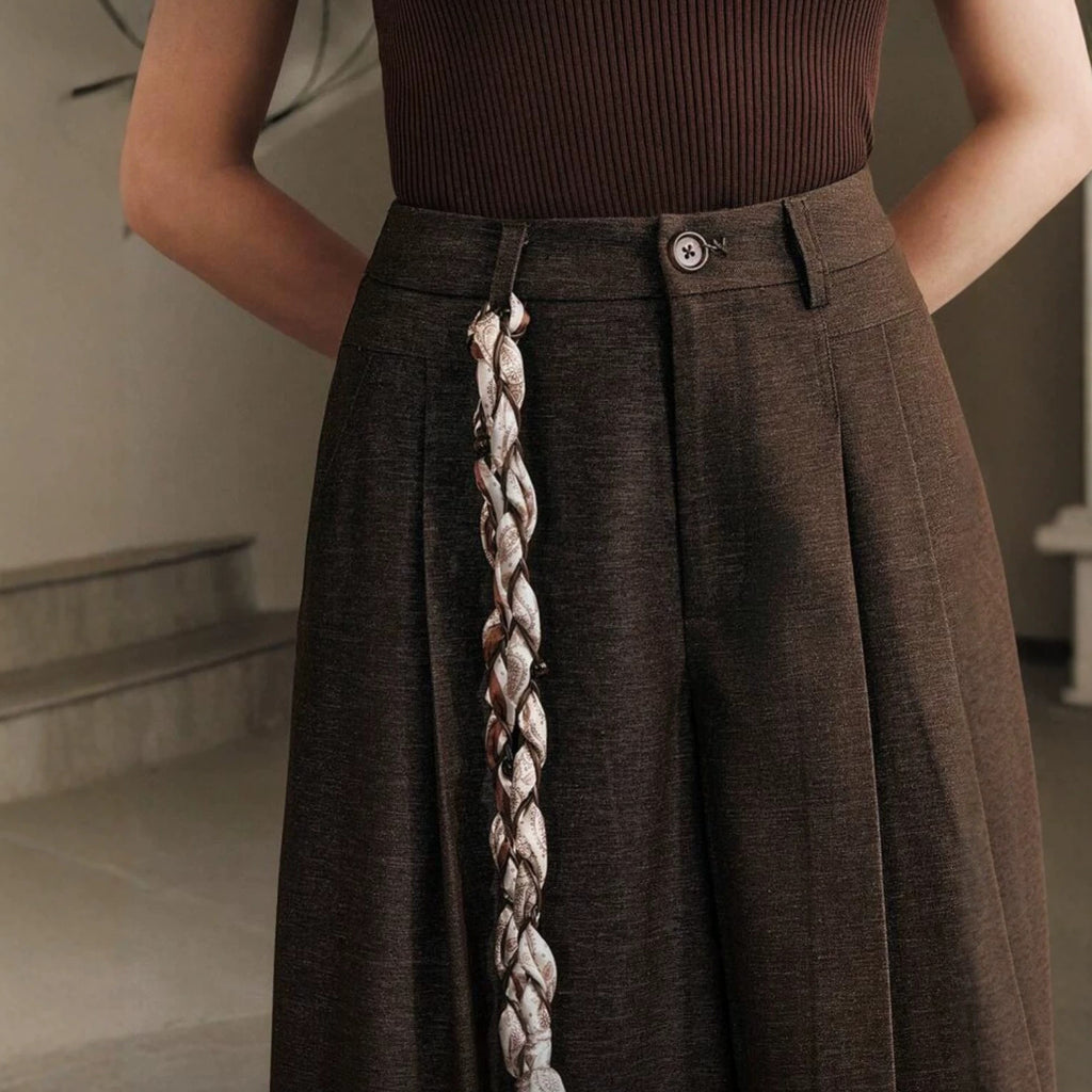 Retro Affordable Luxury Design Loose Slimming Casual Pants High End High Waist A line Small Wide Leg Pants