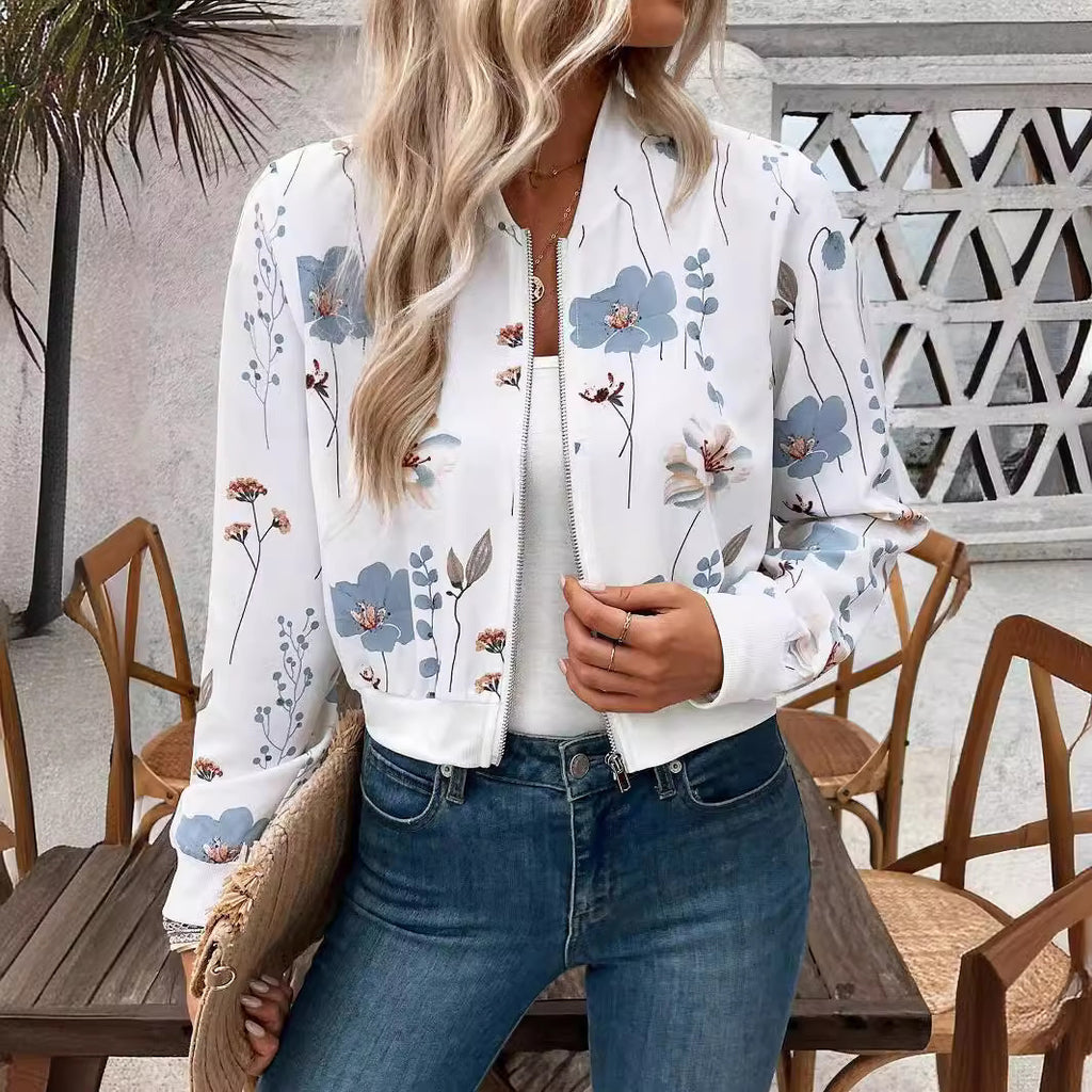 Floral Print Cropped Jacket