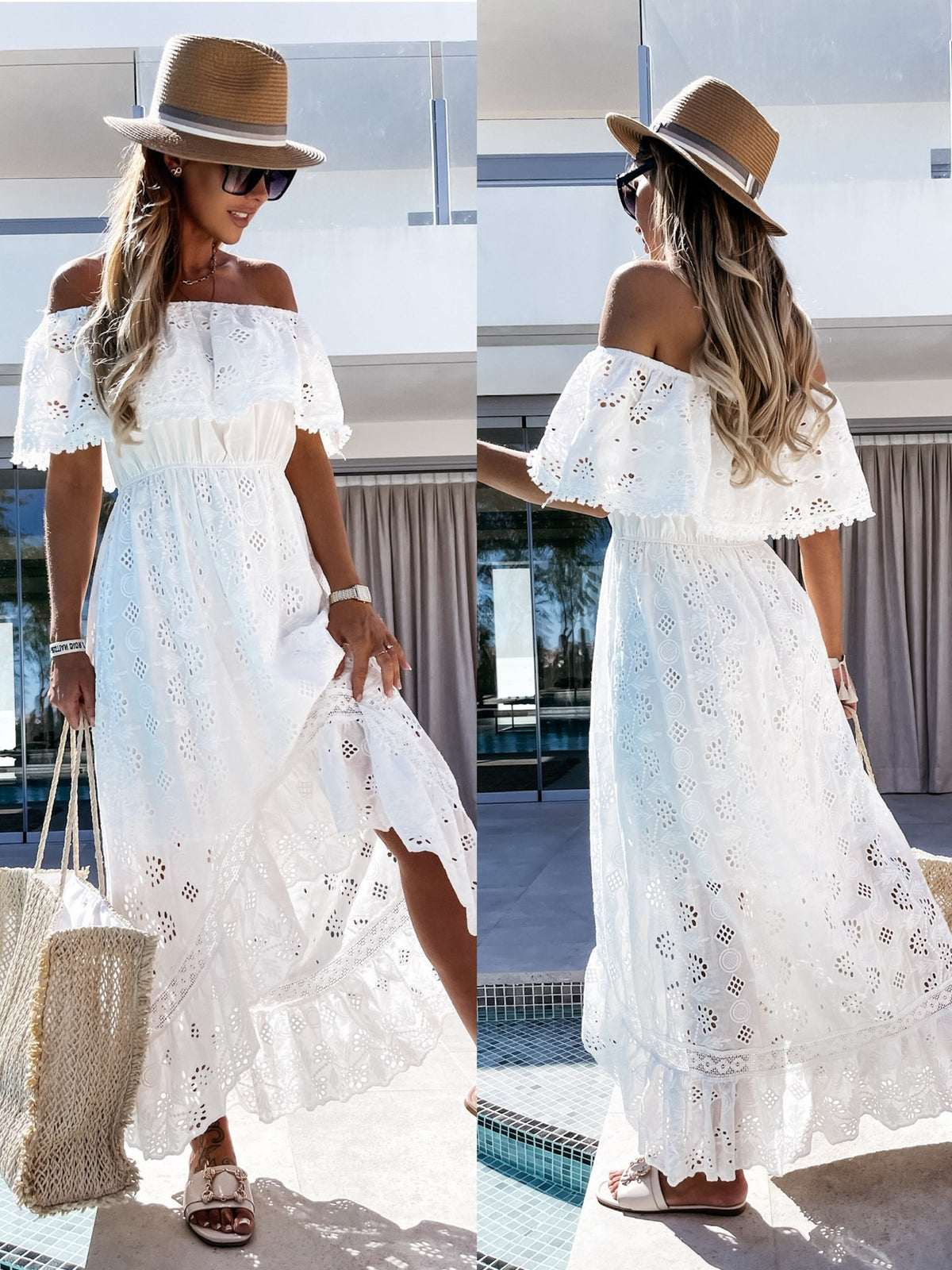 Bohemian Lace Off-Shoulder Beach Dress