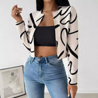 Abstract Print Open-Front Jacket