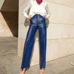 Faux Leather Mid High Waist Hip Lifting Pants