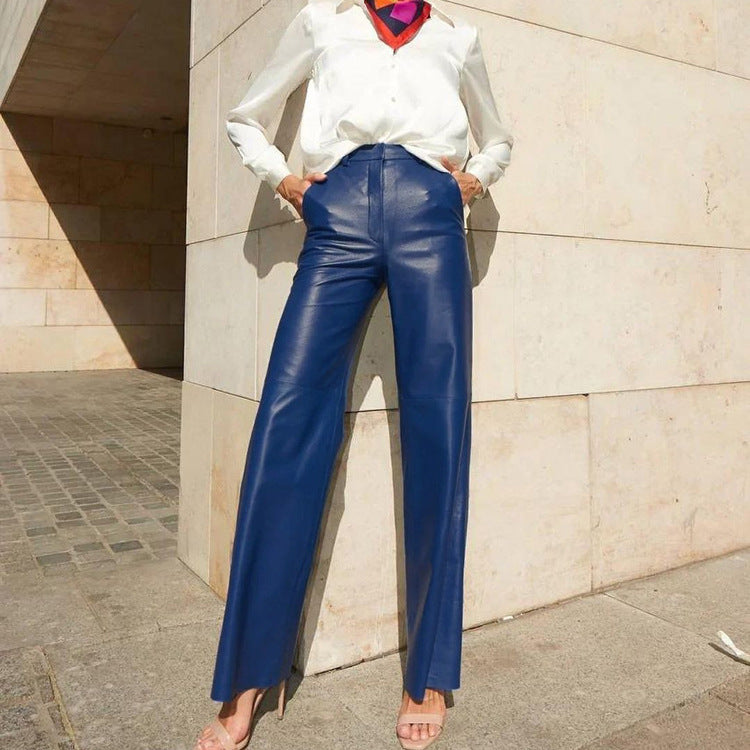 Faux Leather Mid High Waist Hip Lifting Pants