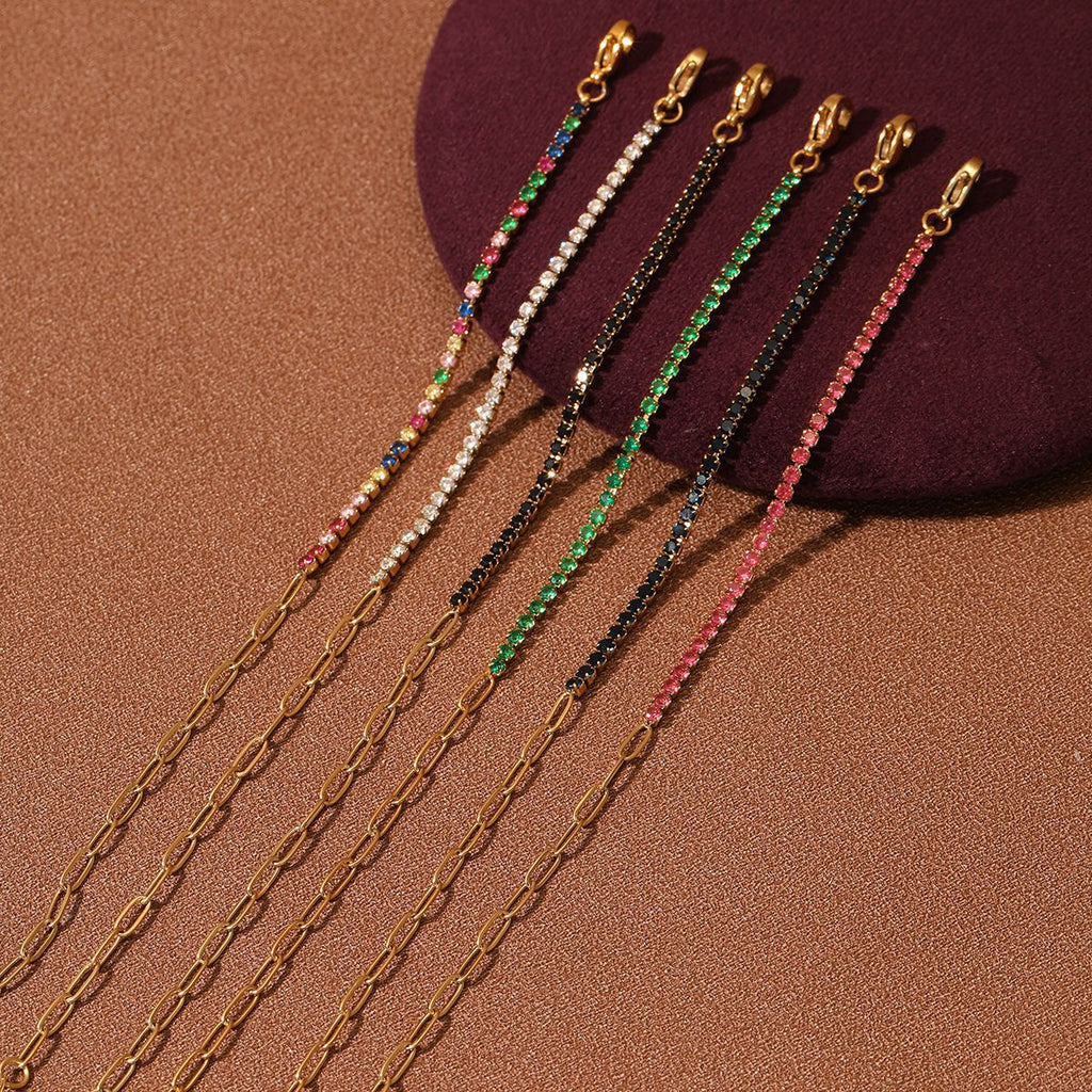 Rainbow Color Fine Diamond Bracelets Small Qiaoyi Row Full