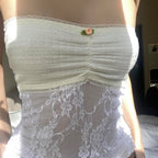 Lace Ruched Strapless Tube Top