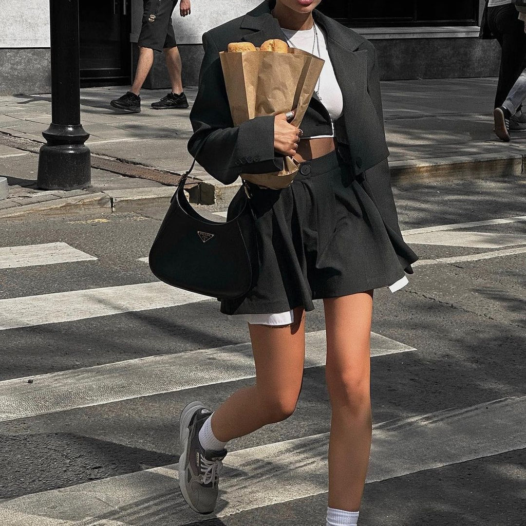 Autumn High-Waist Tweed Skirt