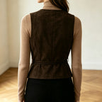 Suede V Neck Lace Up Vest