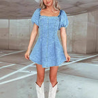 Denim Short-Sleeve Dress