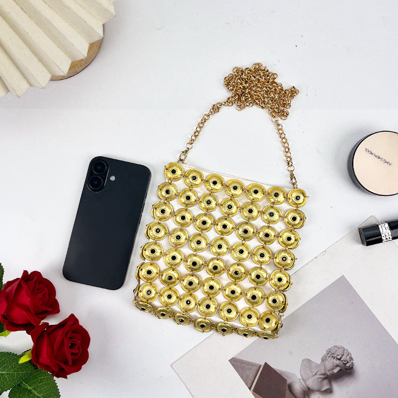 Women's Gold Chain Sequin Crossbody Bag