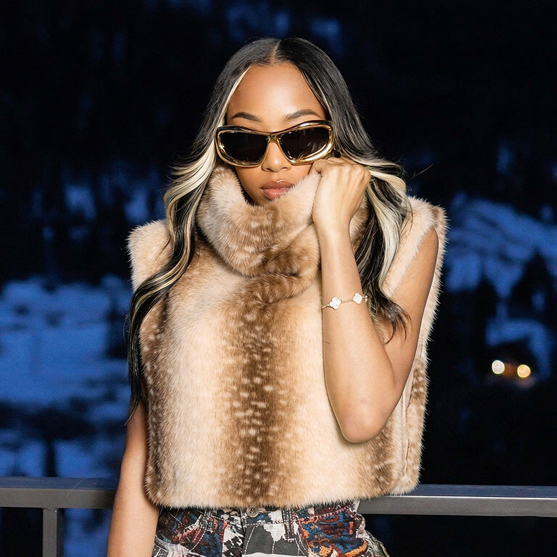 Women's Furry Cropped Vest