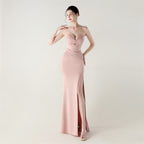 Women's Boning Corset Lace Up Waist Controlled Wrapped Chest Pleated Hollow Out Cutout Out Cocktail Wedding Red Carpet Evening Dress
