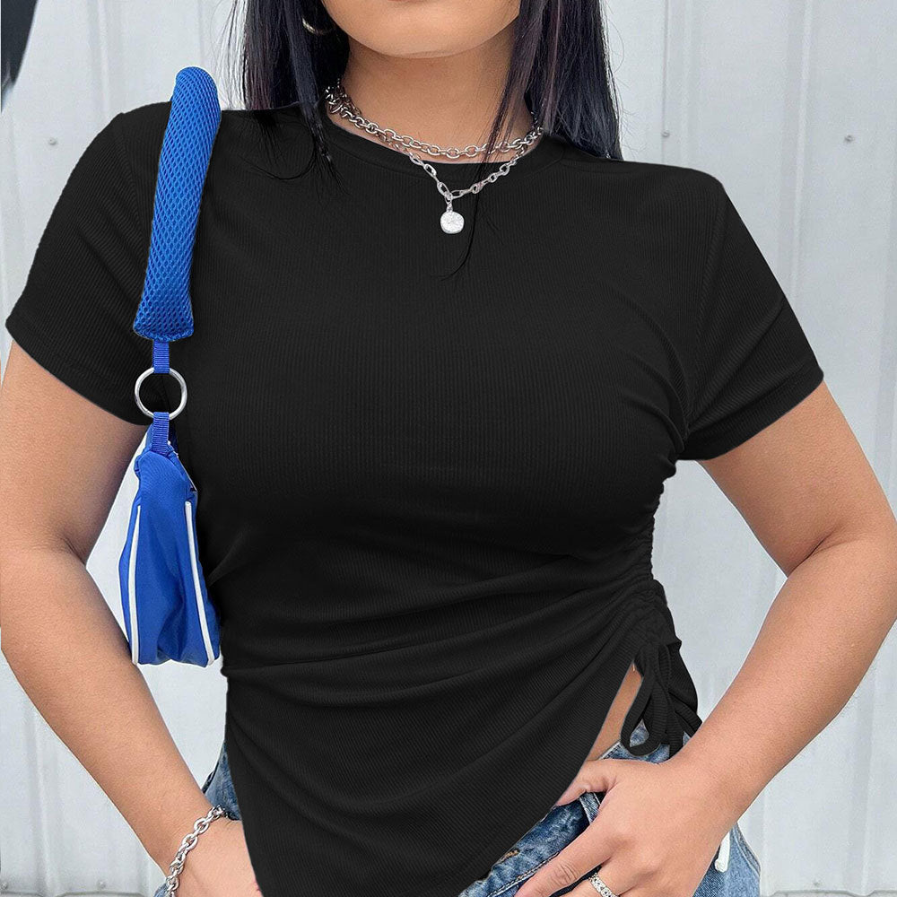Women's Plus Size Ruched Short Sleeve Top