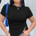 Women's Plus Size Ruched Short Sleeve Top