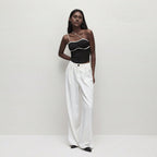 Women’s Black Asymmetric Spaghetti Strap Crop Top