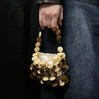 Women's Handmade Beaded Fritillary Bag Spring Summer Dinner Shell Bag Hollow Out Cutout Handbag Shell Women Bag
