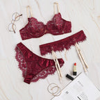 Stitching Thin Bra Set Lingerie