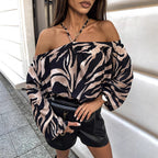 Women's Clothing Spring Summer Long Sleeve Off Shoulder Tube Top Halter Top
