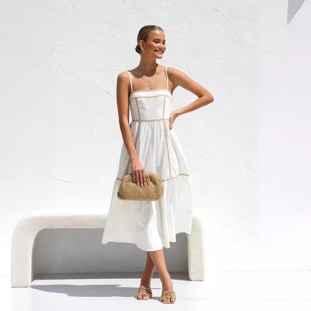 Women's Line Dress Mid Length Small Sling Dress