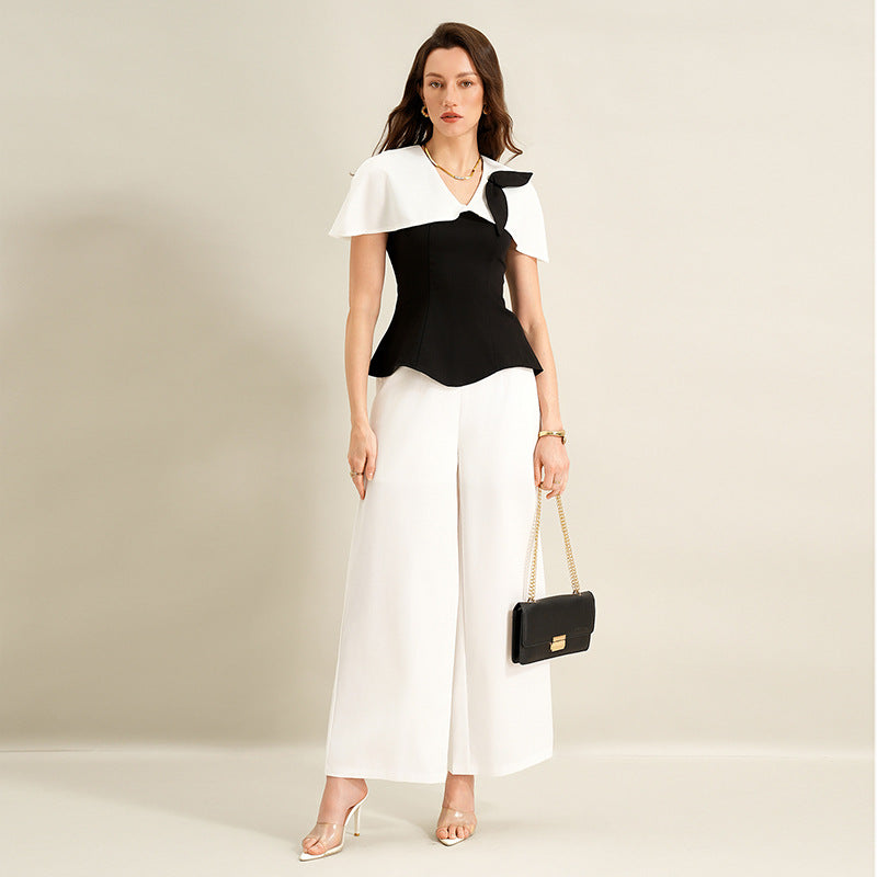 Women's V-Neck Color-Block Office Shirt