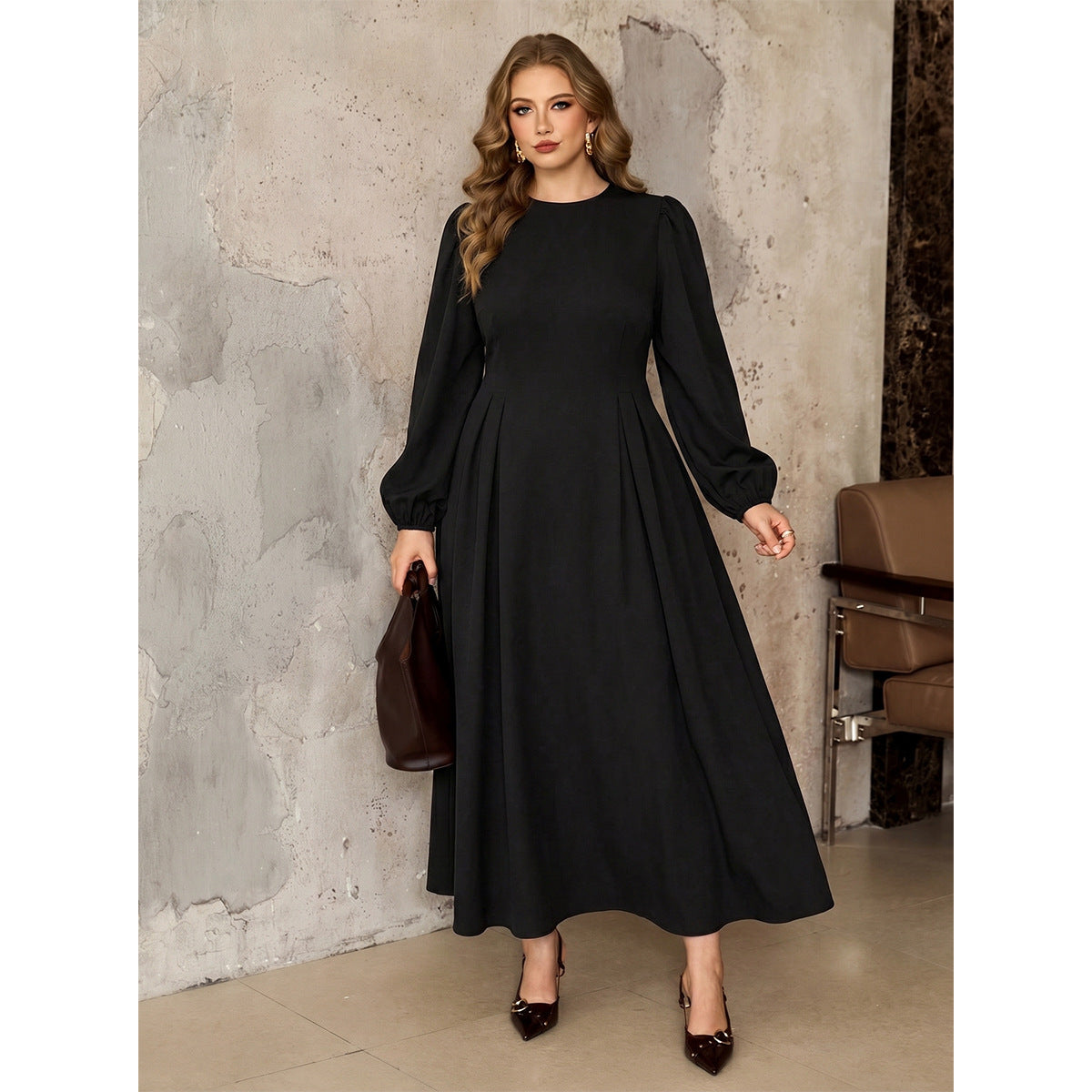 Plus Size Black Velvet Maxi Dress
