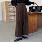 Women's Office Retro Coffee Color Small Slim Fit Women Pants Light Luxury Wide Leg Design Loose Straight Casual Pants