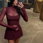 French Square-Neck A-Line Dress