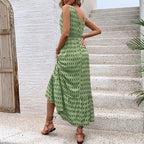 Summer Rhombus Prints Sleeveless Dress