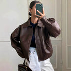 Women's Faux Leather Zip-Up Jacket