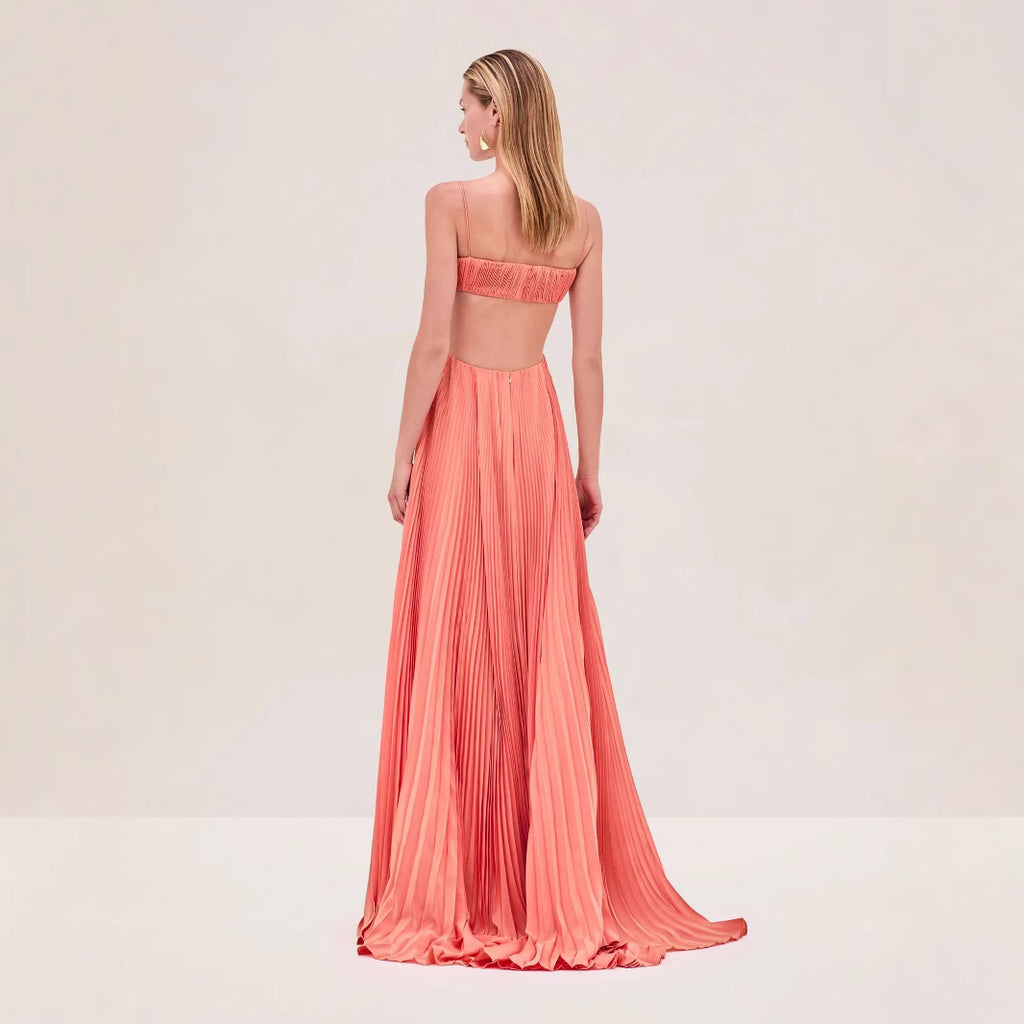Women's Cami Dress Pleated Backless Dress