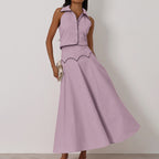 French Cardigan Top & A-Line Skirt Set